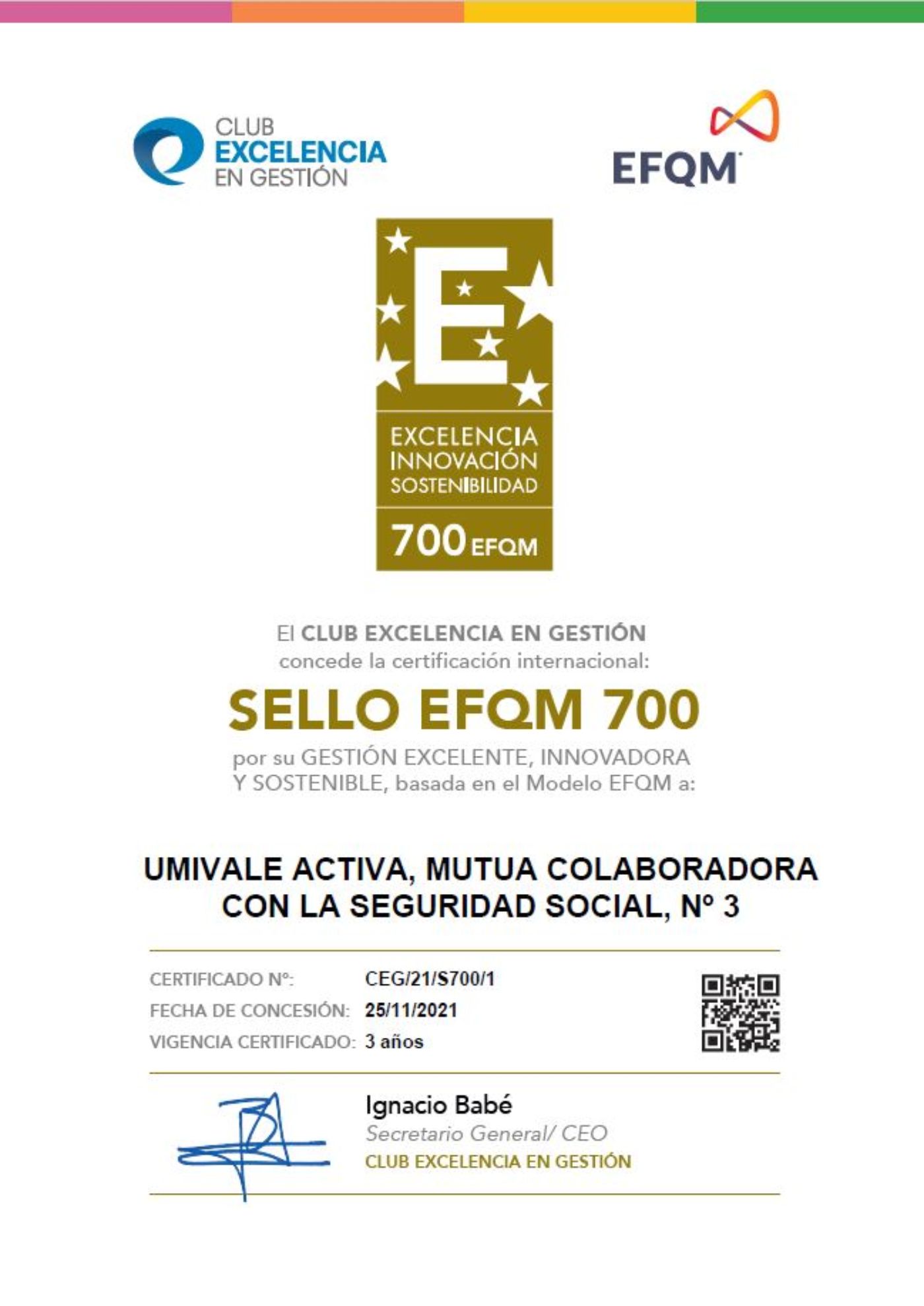 Diploma sello efqm 700