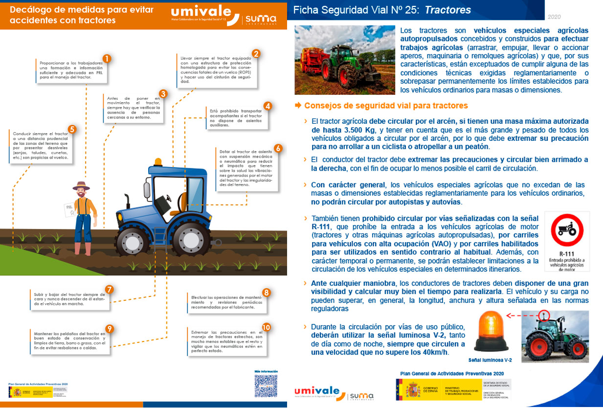 Medidas prevención accidentes laborales con tractores